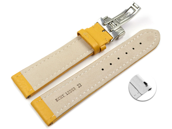 Quick Release Watch Strap Deployment Clasp Genuine leather Grained yellow TiT 18mm 20mm 22mm 24mm