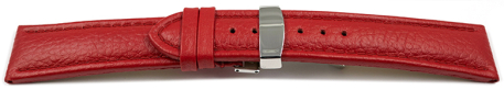 Quick Release Watch Strap Deployment Clasp Genuine leather Grained red TiT 18mm 20mm 22mm 24mm