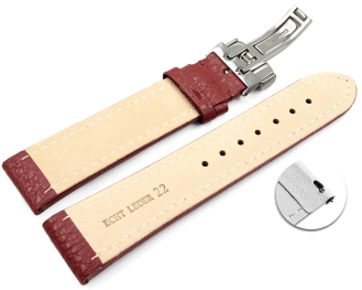 Quick Release Watch Strap Deployment Clasp Genuine leather Grained bordeaux TiT 18mm 20mm 22mm 24mm