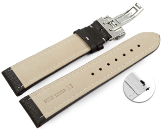 Quick Release Watch Strap Deployment Clasp Genuine leather Grained dark brown 18mm 20mm 22mm 24mm
