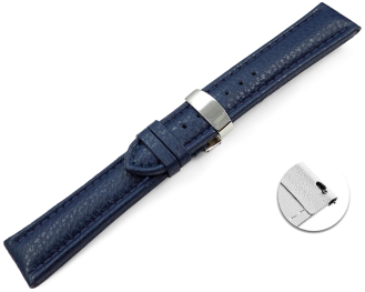 Quick Release Watch Strap Deployment Clasp Genuine leather Grained dark blue TiT 18mm 20mm 22mm 24mm