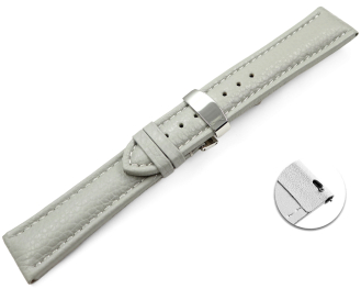 Quick Release Watch Strap Deployment Clasp Genuine leather Grained grey 18mm 20mm 22mm 24mm