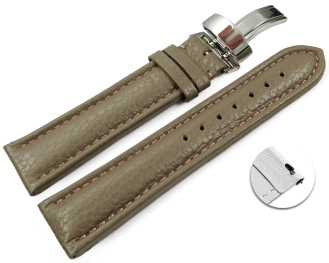Quick Release Watch Strap Deployment Clasp Genuine leather Grained Taupe TiT 18mm 20mm 22mm 24mm