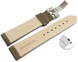 Quick Release Watch Strap Deployment Clasp Genuine leather Grained Taupe TiT 18mm 20mm 22mm 24mm