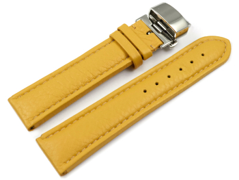 Watch Strap Butterfly Genuine leather Grained yellow TiT...