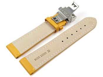 Watch Strap Butterfly Genuine leather Grained yellow TiT...