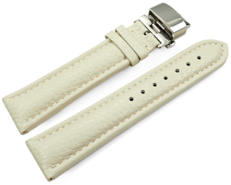 Watch Strap Butterfly Genuine leather Grained Creme TiT...