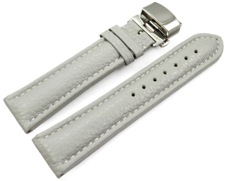 Watch Strap Butterfly Genuine leather Grained gray TiT...