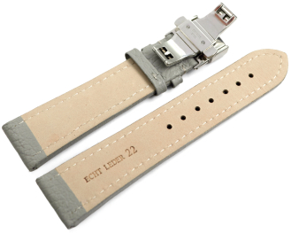 Watch Strap Butterfly Genuine leather Grained gray TiT...