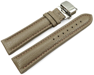 Watch Strap Butterfly Genuine leather Grained Taupe TiT...