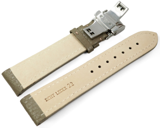 Watch Strap Butterfly Genuine leather Grained Taupe TiT...