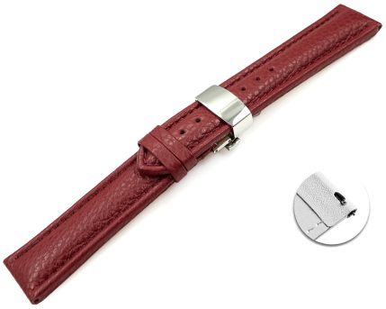 Quick Release Watch Strap Butterfly Leather Grained bordeaux TiT 18mm 20mm 22mm 24mm 26mm 28mm