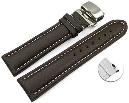 Quick Release Watch Strap Butterfly Leather Grained dark...