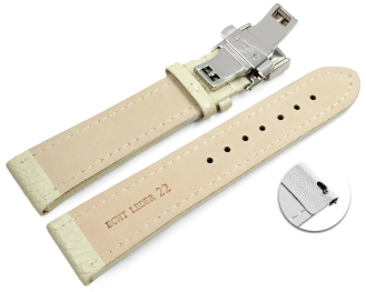 Quick Release Watch Strap Butterfly Leather Grained Creme TiT 18mm 20mm 22mm 24mm 26mm 28mm