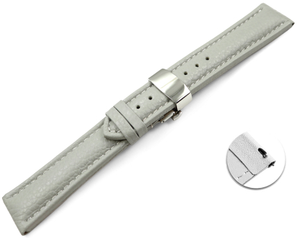 Quick Release Watch Strap Butterfly Leather Grained grey TiT 18mm 20mm 22mm 24mm 26mm 28mm