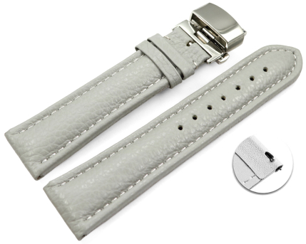Quick Release Watch Strap Butterfly Leather Grained grey...