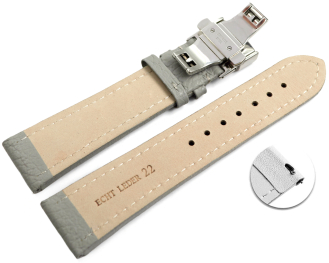 Quick Release Watch Strap Butterfly Leather Grained grey TiT 18mm 20mm 22mm 24mm 26mm 28mm