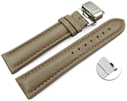Quick Release Watch Strap Butterfly Leather Grained Taupe...