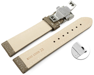Quick Release Watch Strap Butterfly Leather Grained Taupe 18mm 20mm 22mm 24mm 26mm 28mm
