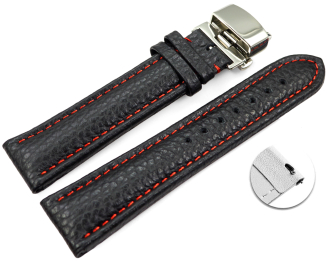 Quick Release Watch Strap Butterfly Leather Grained noir rN 18mm 20mm 22mm 24mm 26mm 28mm