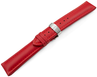 Red Vegan Grain Watch Strap padded Folding Clasp 18mm 20mm 22mm 24mm