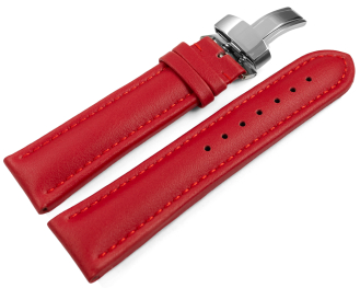 Red Vegan Grain Watch Strap padded Folding Clasp 18mm 20mm 22mm 24mm