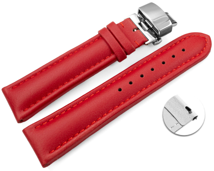 Qick Change Red Vegan Grain Watch Strap padded Butterfly...