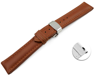 Qick Change Light Brown Vegan Grain Watch Strap padded Butterfly 18mm 20mm 22mm 24mm