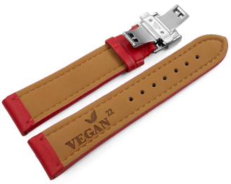 Red Vegan Grain Watch Strap padded Butterfly 18mm 20mm 22mm 24mm