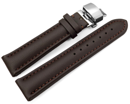 Dark Brown Vegan Grain Watch Strap padded Butterfly 18mm...