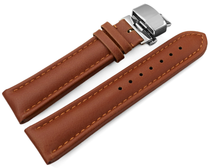 Light Brown Vegan Grain Watch Strap padded Butterfly 18mm...