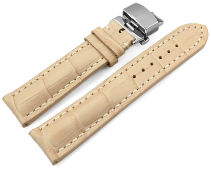 Butterfly Genuine leather strong padded Croco beige 18mm...