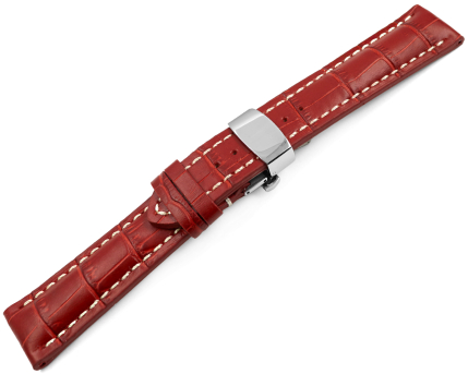 Butterfly Genuine leather strong padded Croco red 18mm 20mm 22mm 24mm