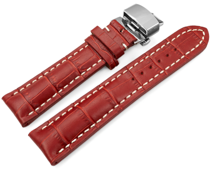 Butterfly Genuine leather strong padded Croco red 18mm...
