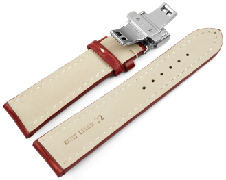 Butterfly Genuine leather strong padded Croco red 18mm 20mm 22mm 24mm