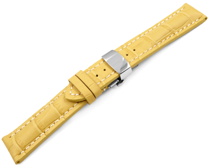 Butterfly Genuine leather strong padded Croco yellow 18mm 20mm 22mm 24mm