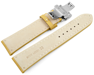 Butterfly Genuine leather strong padded Croco yellow 18mm 20mm 22mm 24mm