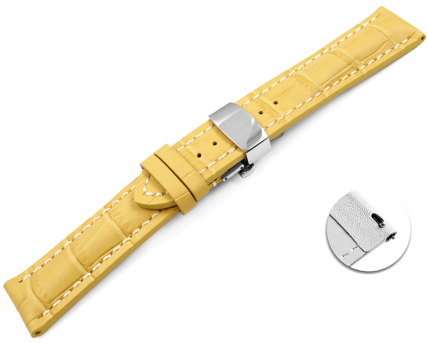 Quick Release Watch strap Butterfly Genuine leather strong padded Croco yellow 18mm 20mm 22mm 24mm