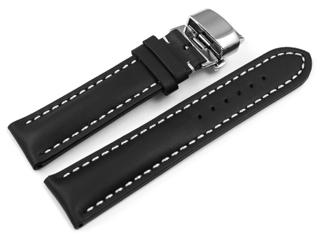 Butterfly Genuine leather strong padded smooth black 19mm...