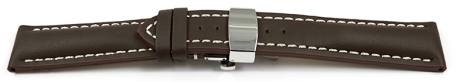 Quick Release Watch strap Butterfly Genuine leather strong padded smooth dark brown 19mm 21mm 23mm