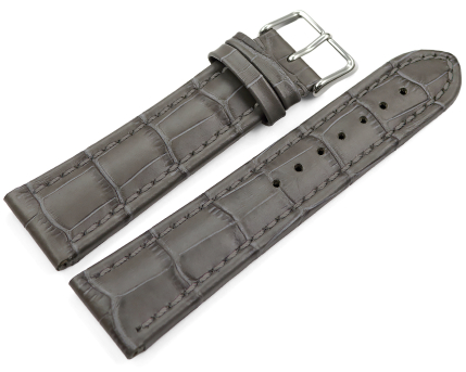 Watch strap Genuine leather Croco print grey TiT 18mm...