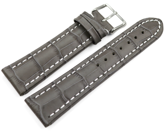 Watch strap Genuine leather Croco print grey 18mm 20mm 22mm 24mm 26mm 28mm