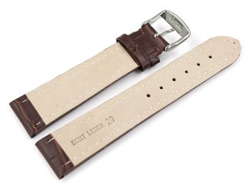 XL Watch strap Genuine leather Croco print dark brown...