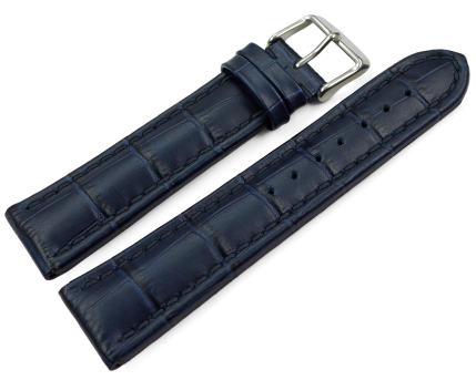 XL Watch strap Genuine leather Croco print dark blue TiT...