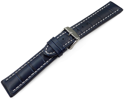 XL Watch strap Genuine leather Croco print black dark blue 18mm 20mm 22mm 24mm 26mm 28mm