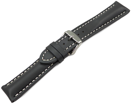 Watch strap strong padded smooth grey 18mm 20mm 22mm 24mm
