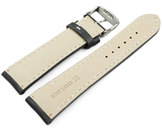 Watch strap strong padded smooth grey 18mm 20mm 22mm 24mm