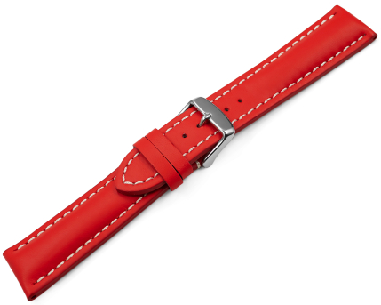 Watch strap strong padded smooth red 18mm 20mm 22mm 24mm