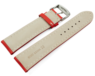 Watch strap strong padded smooth red 18mm 20mm 22mm 24mm