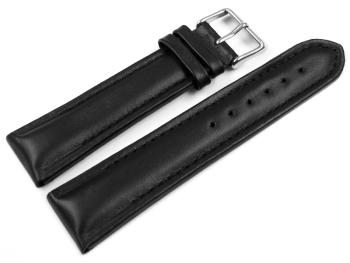 Watch strap - genuine leather - for fixed pins - black